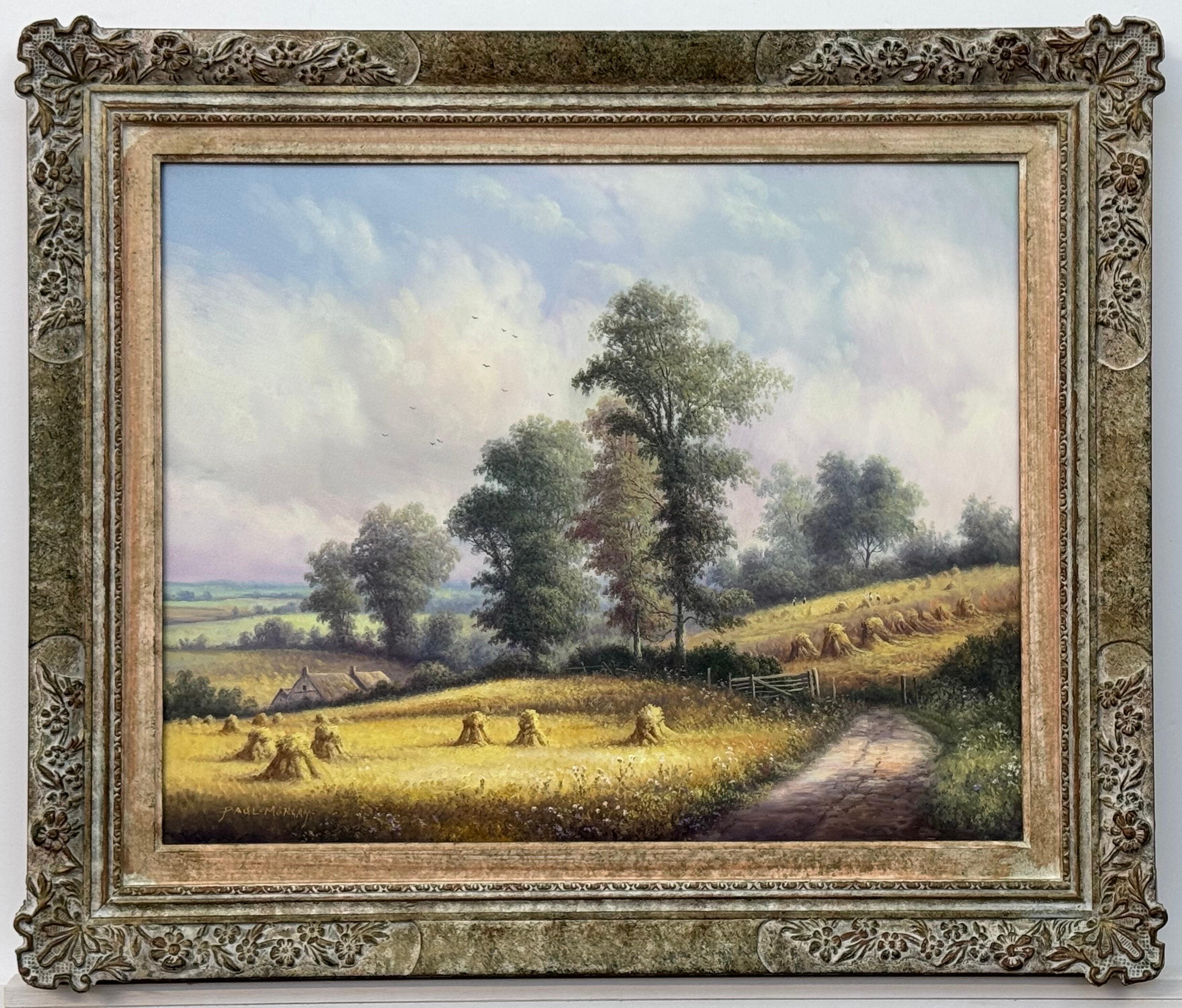 Quadro d'epoca raffigurante il tempo del raccolto nella campagna inglese, realizzato da un artista britannico in vendita 1