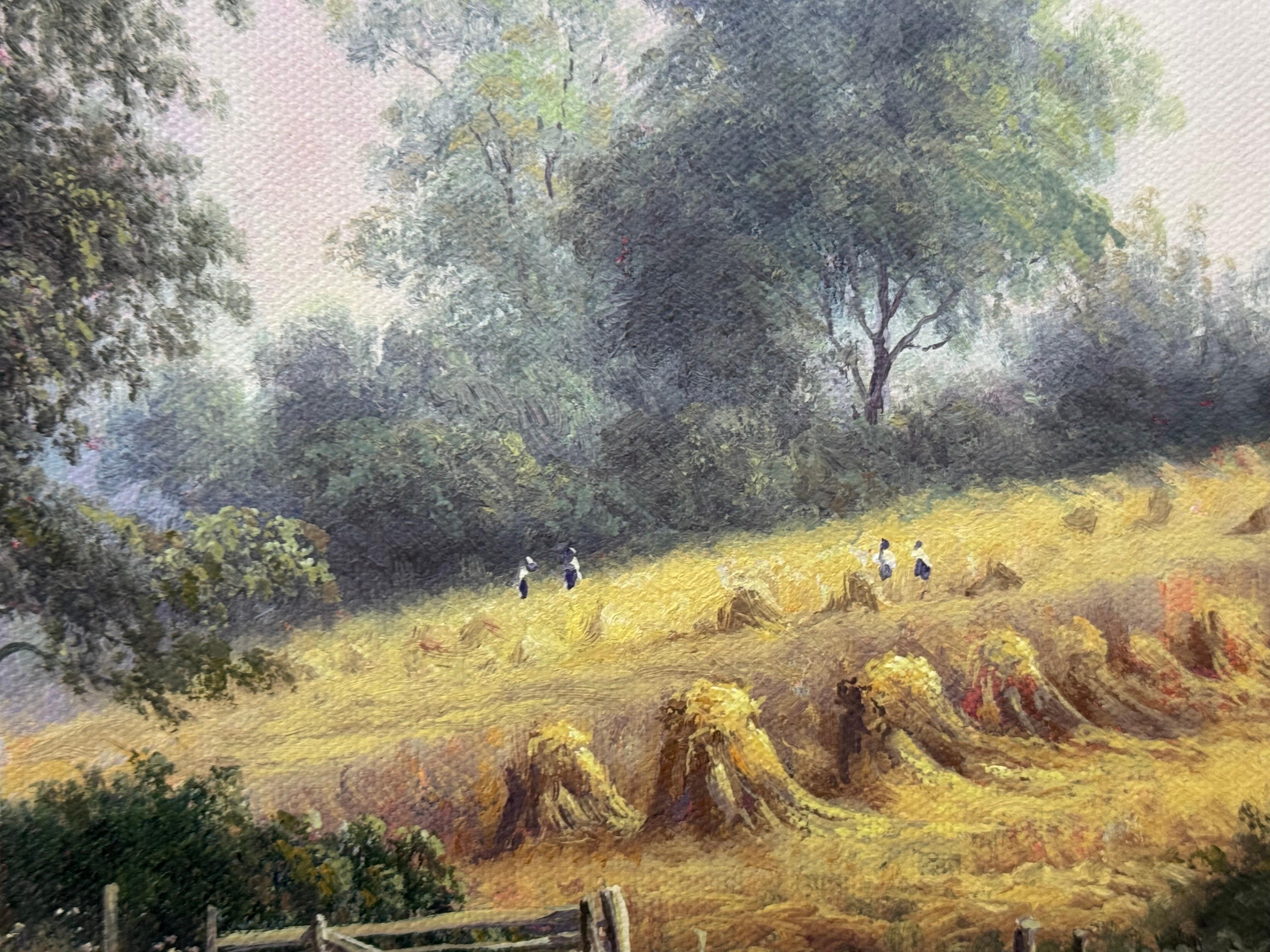Quadro d'epoca raffigurante il tempo del raccolto nella campagna inglese, realizzato da un artista britannico in vendita 2