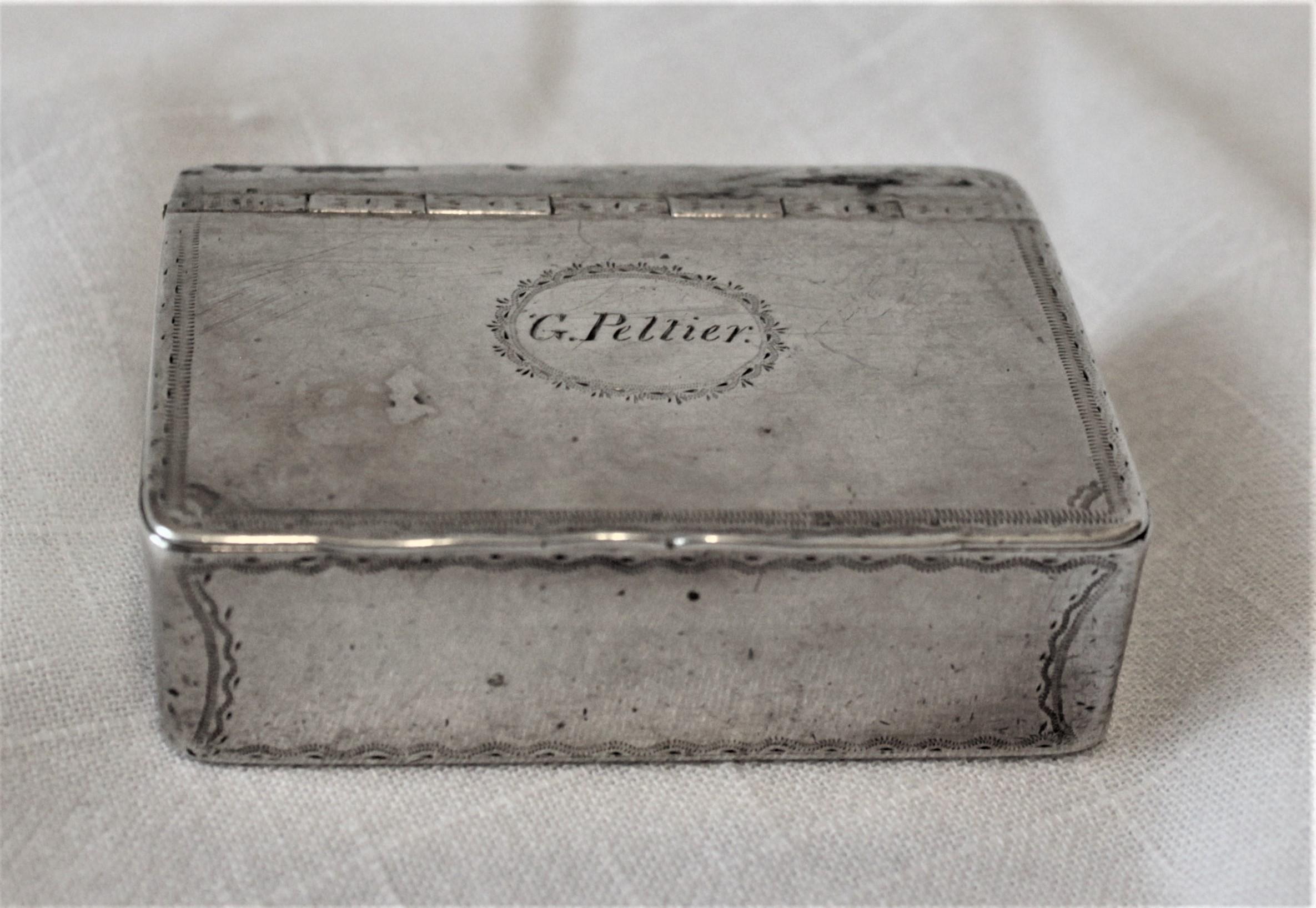 Georgian Paul Morin Antique Pre-Confederation Canadian Sterling Silver Snuff Box For Sale