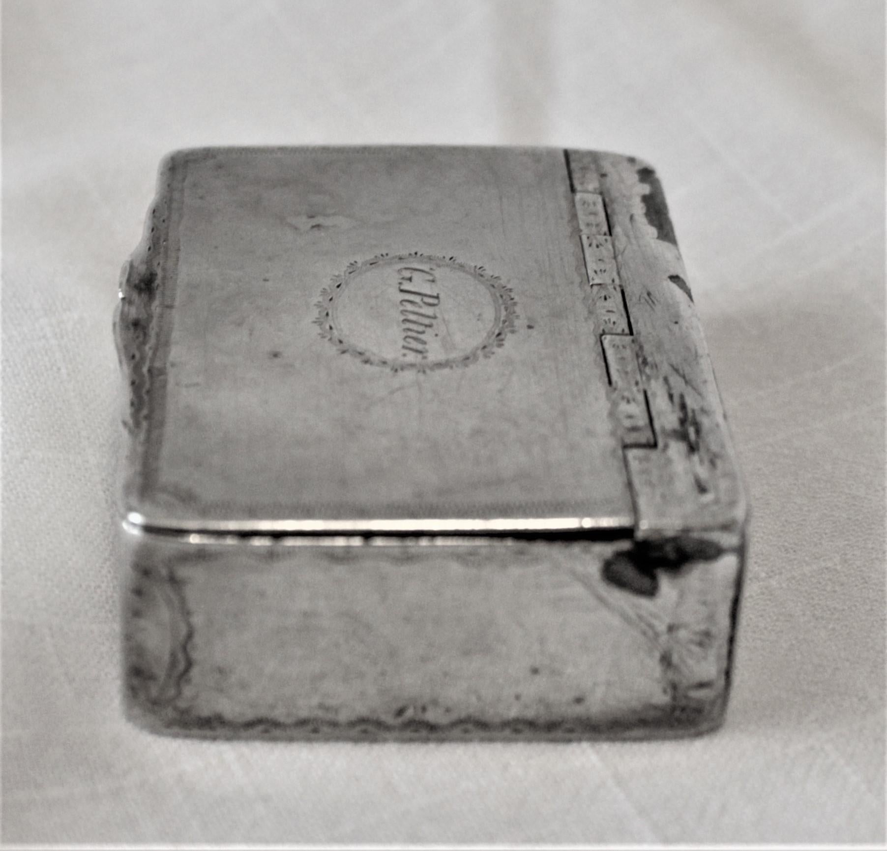 Paul Morin Antique Pre-Confederation Canadian Sterling Silver Snuff Box In Good Condition For Sale In Hamilton, Ontario