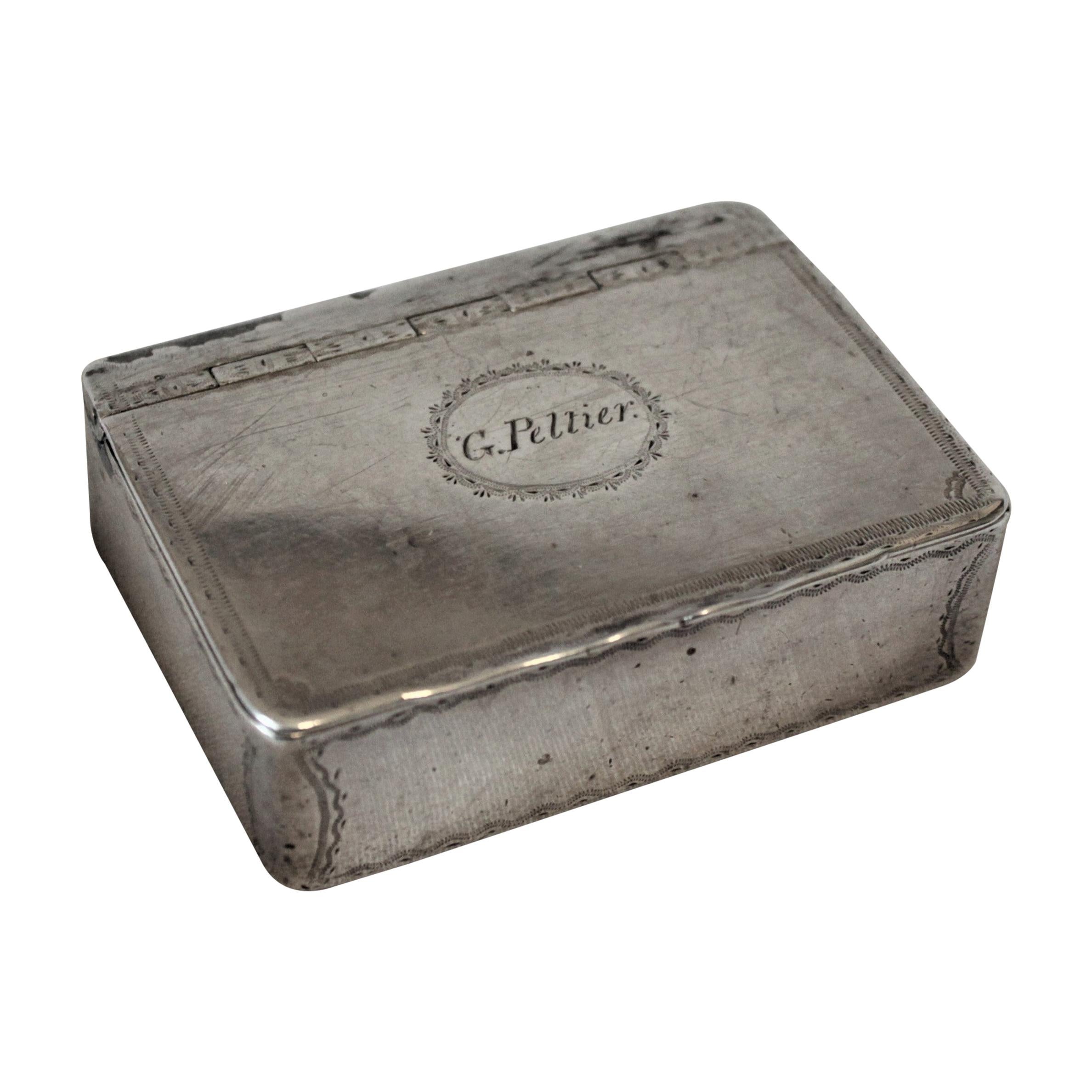 Paul Morin Antique Pre-Confederation Canadian Sterling Silver Snuff Box For Sale