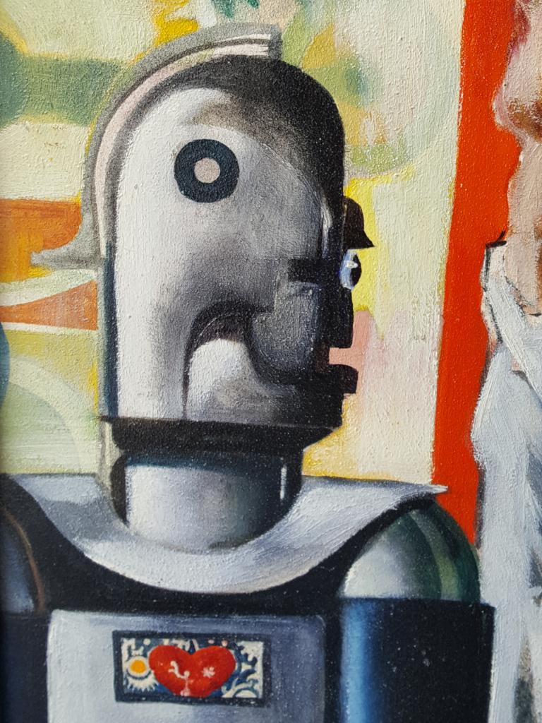 Worker Crucified by Automation - American Modern Painting by Paul Muller