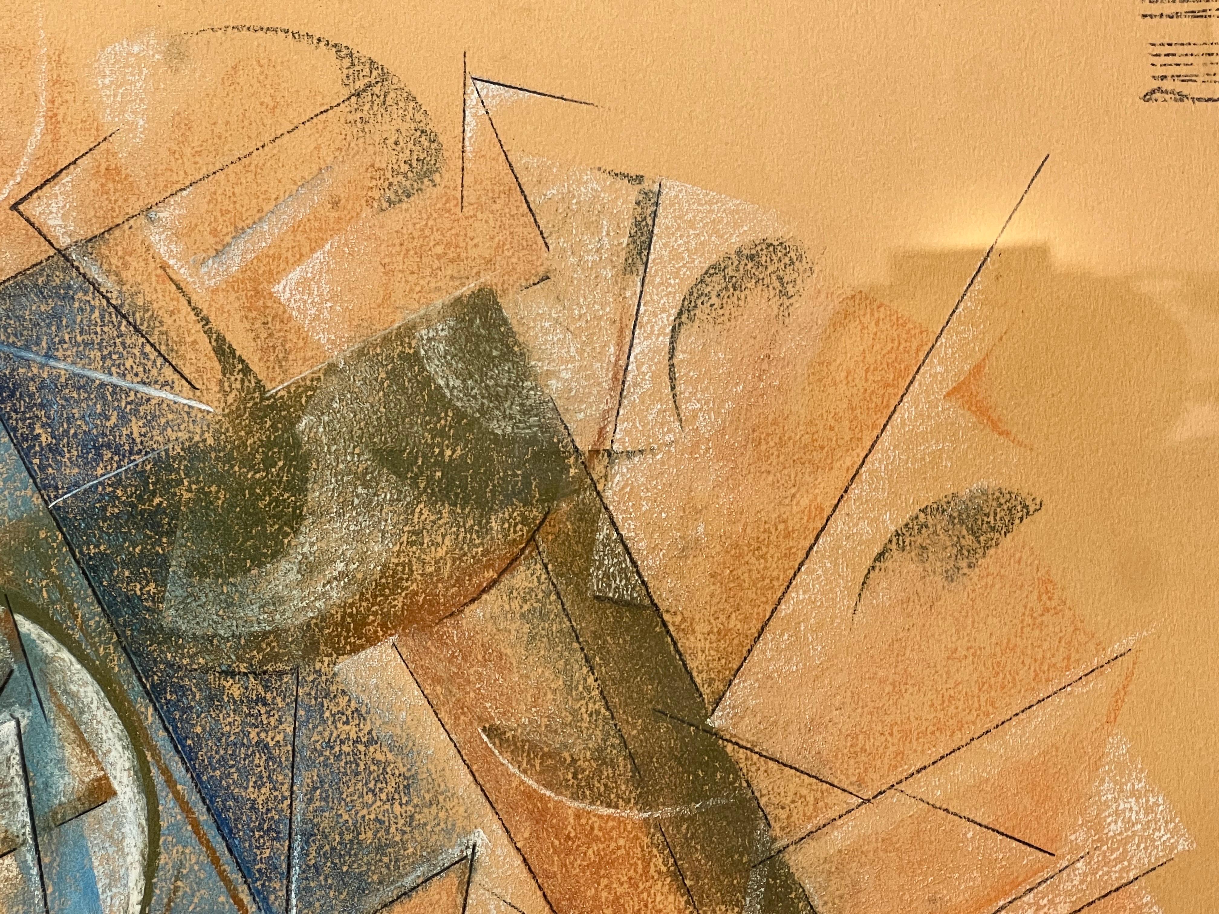 Carta Paul Nabb Pittura cubista astratta a pastello
