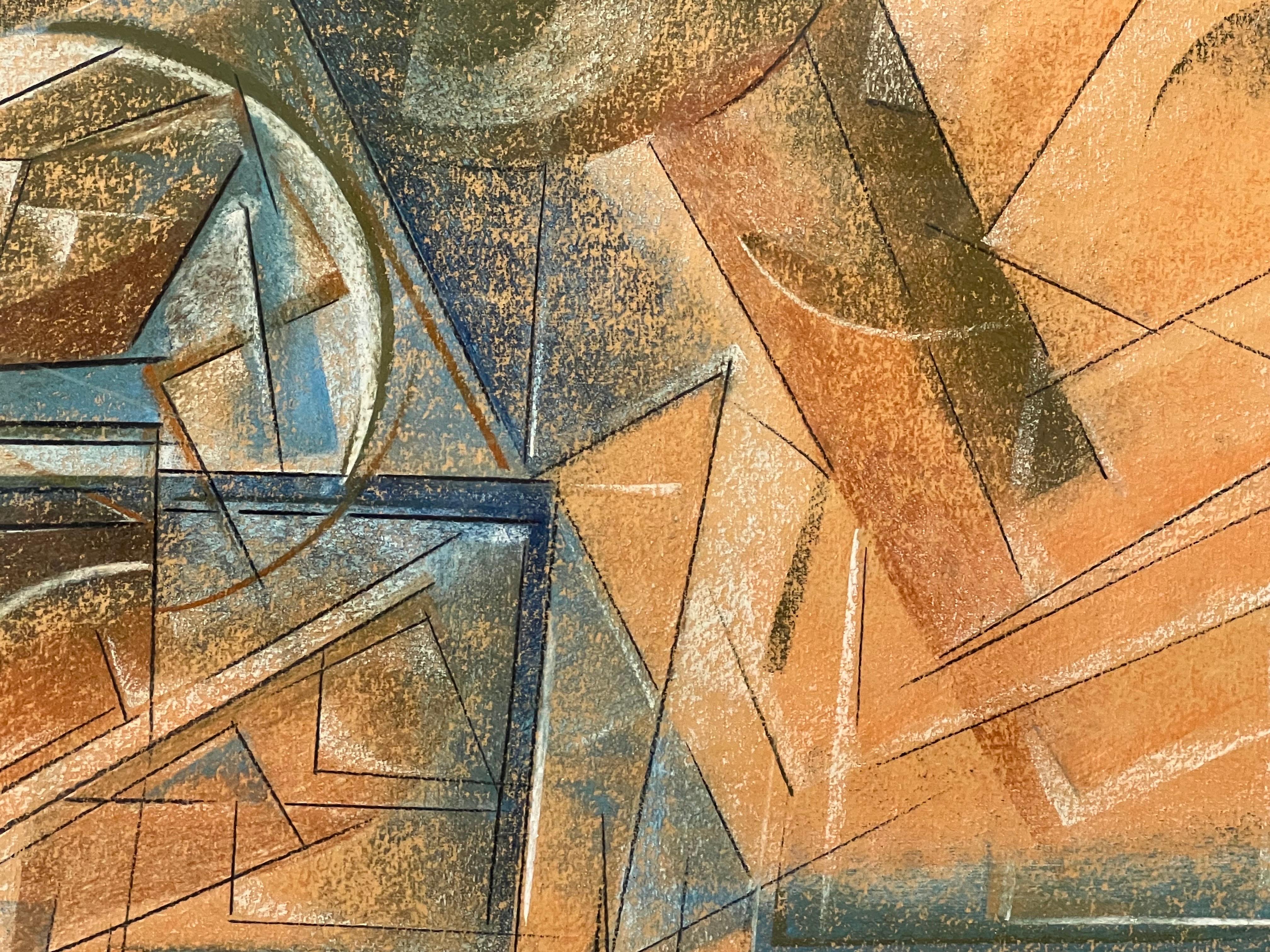 Paul Nabb Pittura cubista astratta a pastello 1