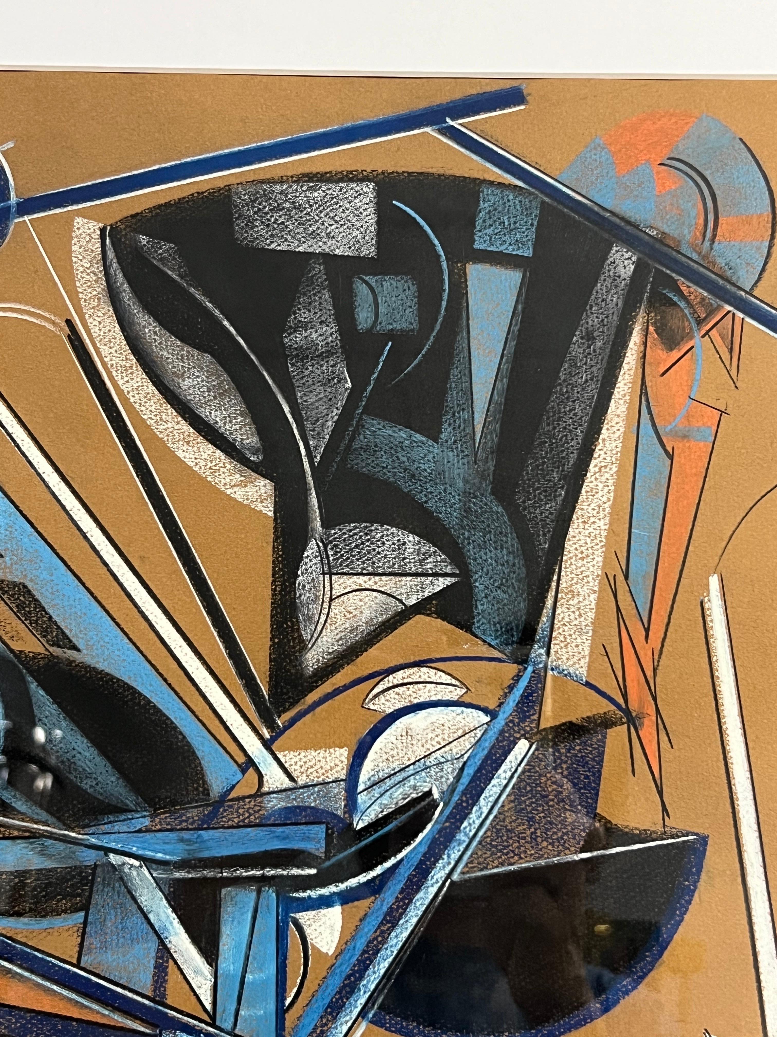 Carta Paul Nabb Pittura cubista astratta a pastello in vendita
