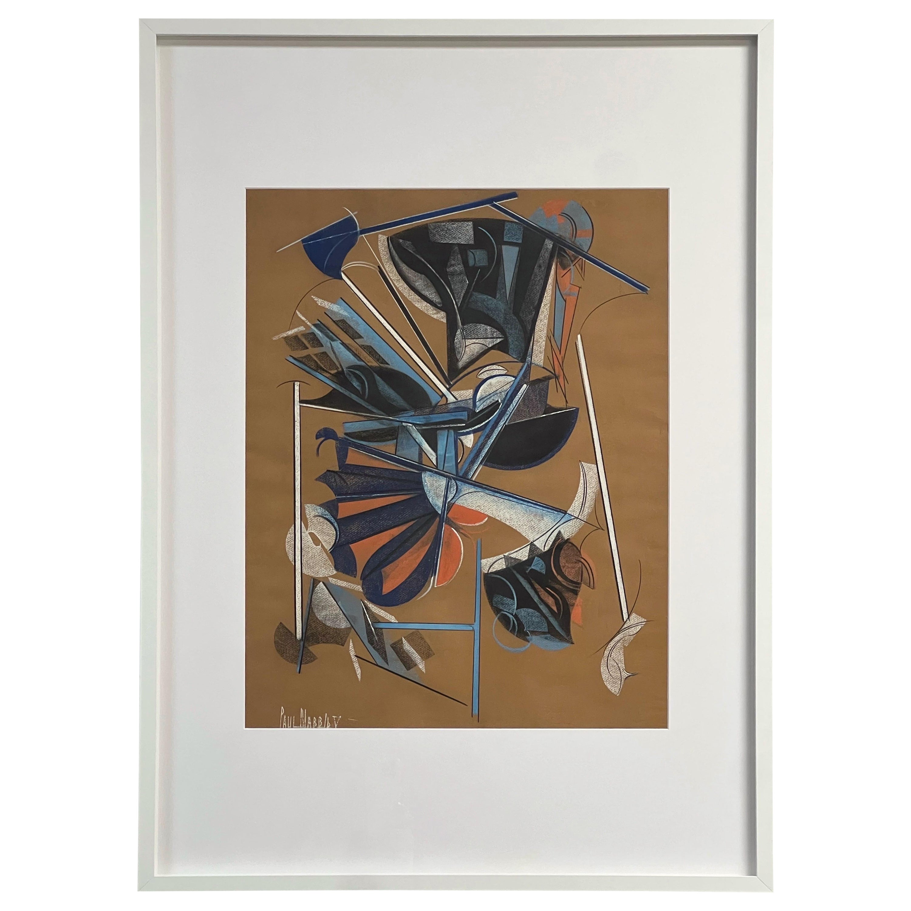 Paul Nabb Cubist Abstract Pastel Painting For Sale
