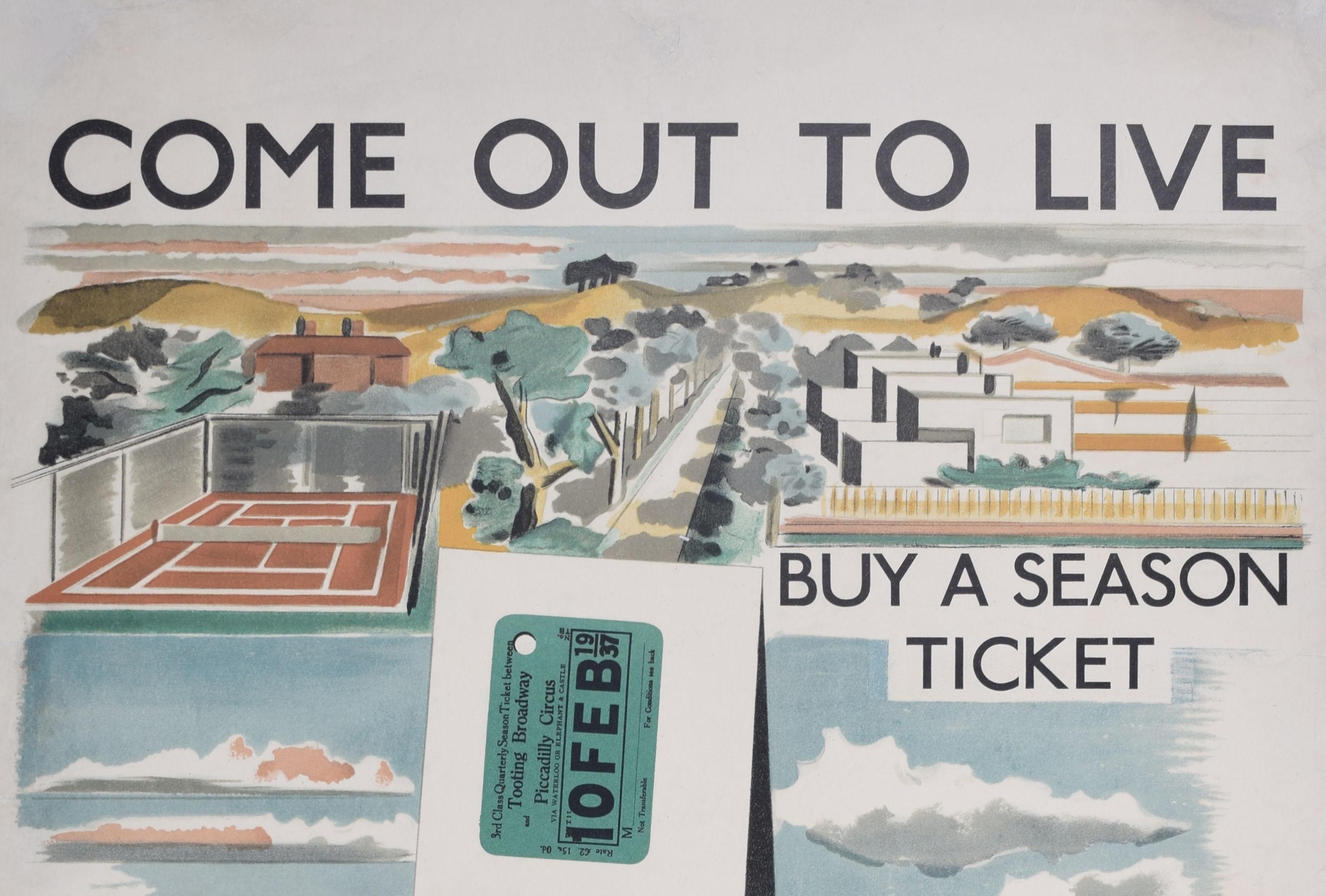 Come Out to Live original vintage poster by Paul Nash 1930s Transport for London For Sale 1