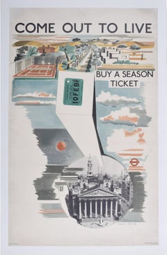 Affiche vintage originale Come Out to Live de Paul Nash Transport for London des années 1930