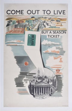Come Out to Live cartel vintage original de Paul Nash de la década de 1930 Transport for London