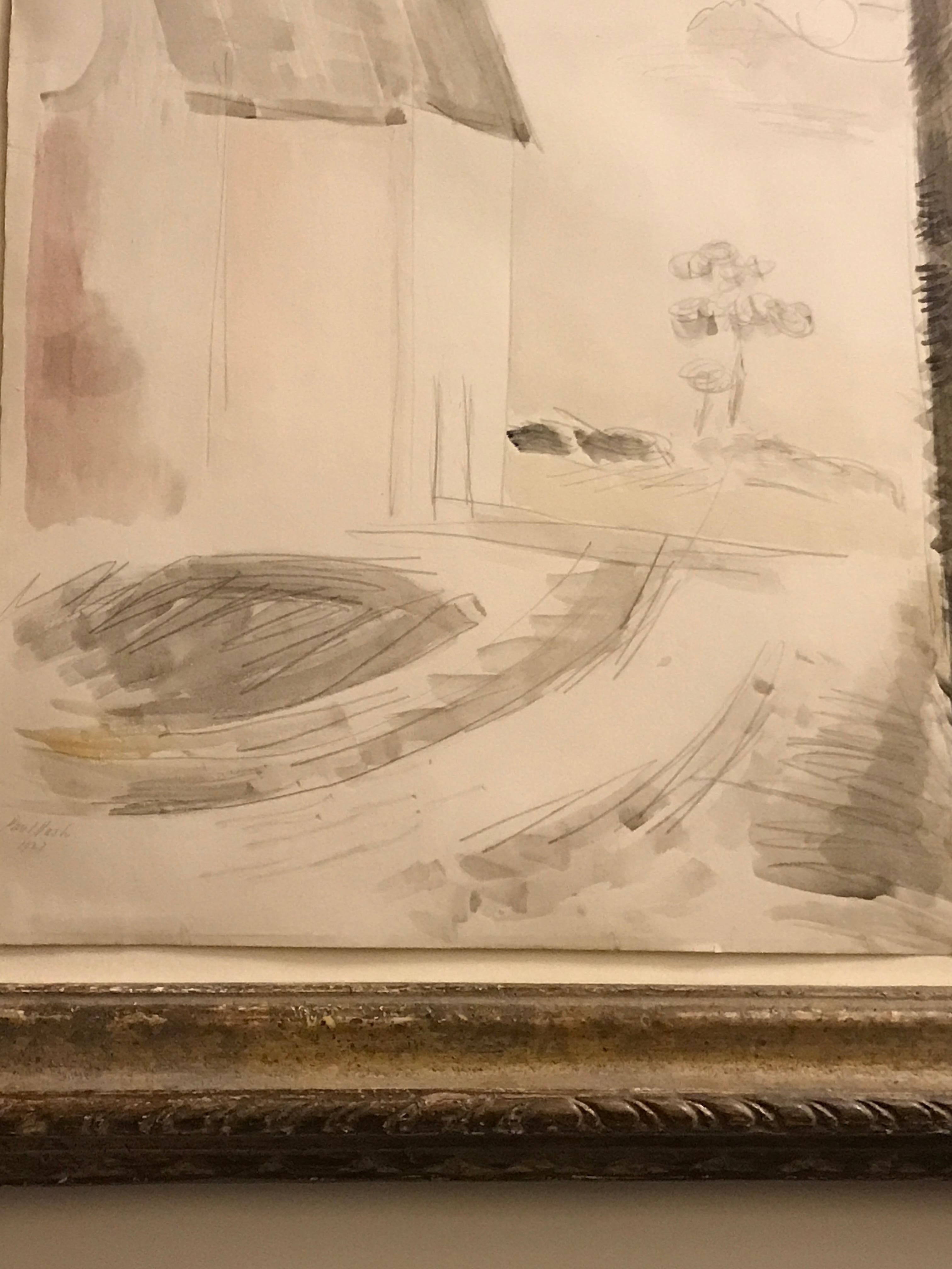 Early 20th Century Paul Nash Haystack Oxenbridge Farmhouse Iden Watercolour Paper 1923 Redfern