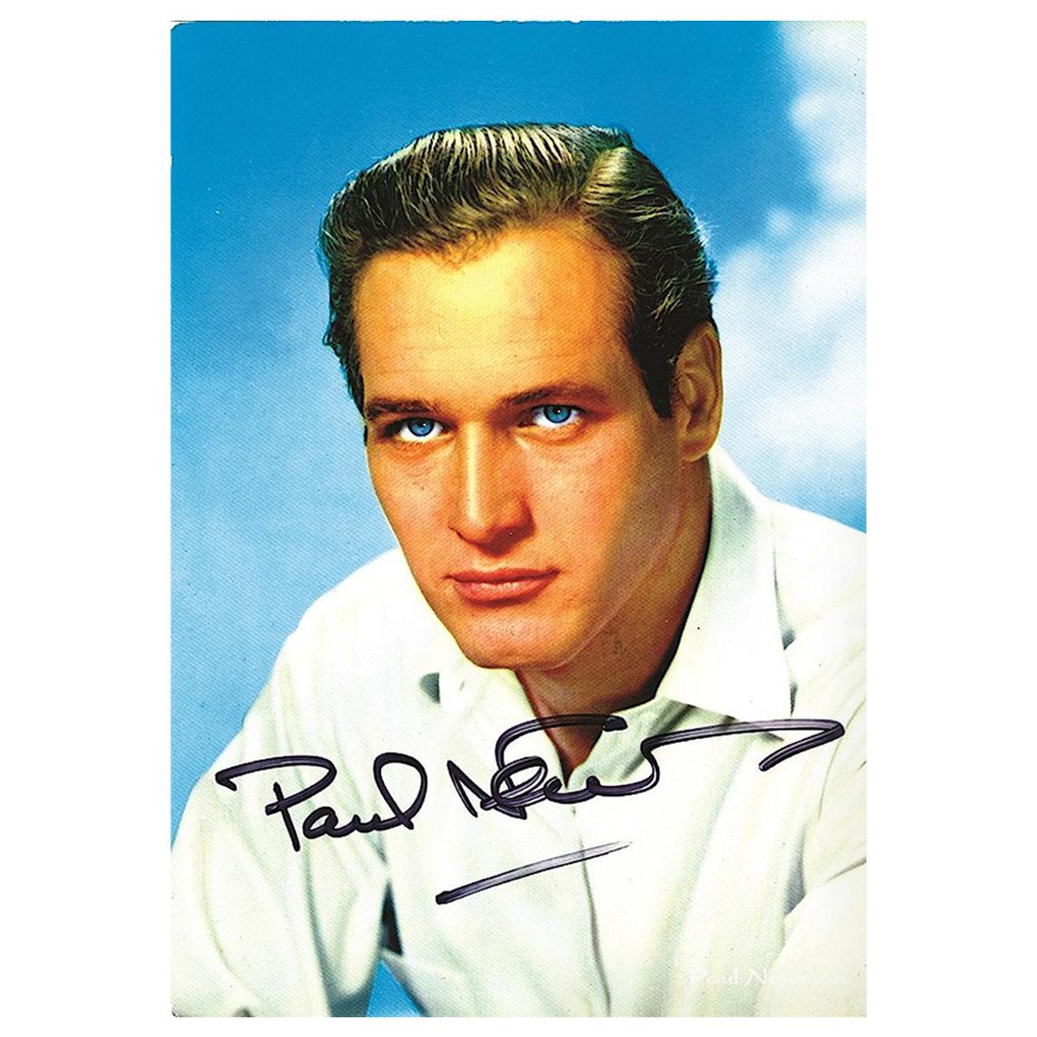 Paul Newman Vintage Original Signed Promotional Postcard Colour