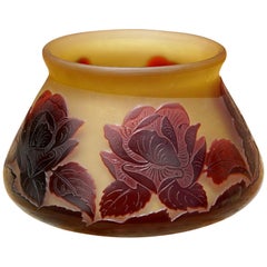 Paul Nicolas Signed Red Rose Cameo Vase, circa 1910