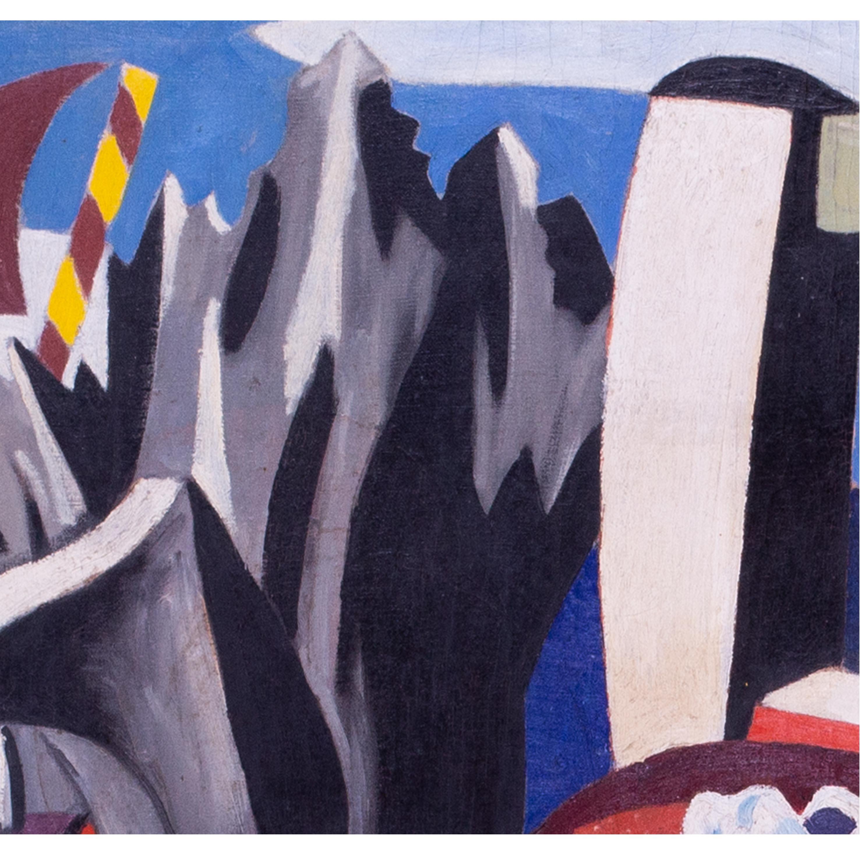 Gran bodegón moderno abstracto del artista del siglo XX de Nueva Orleans Paul Ninas en venta 4