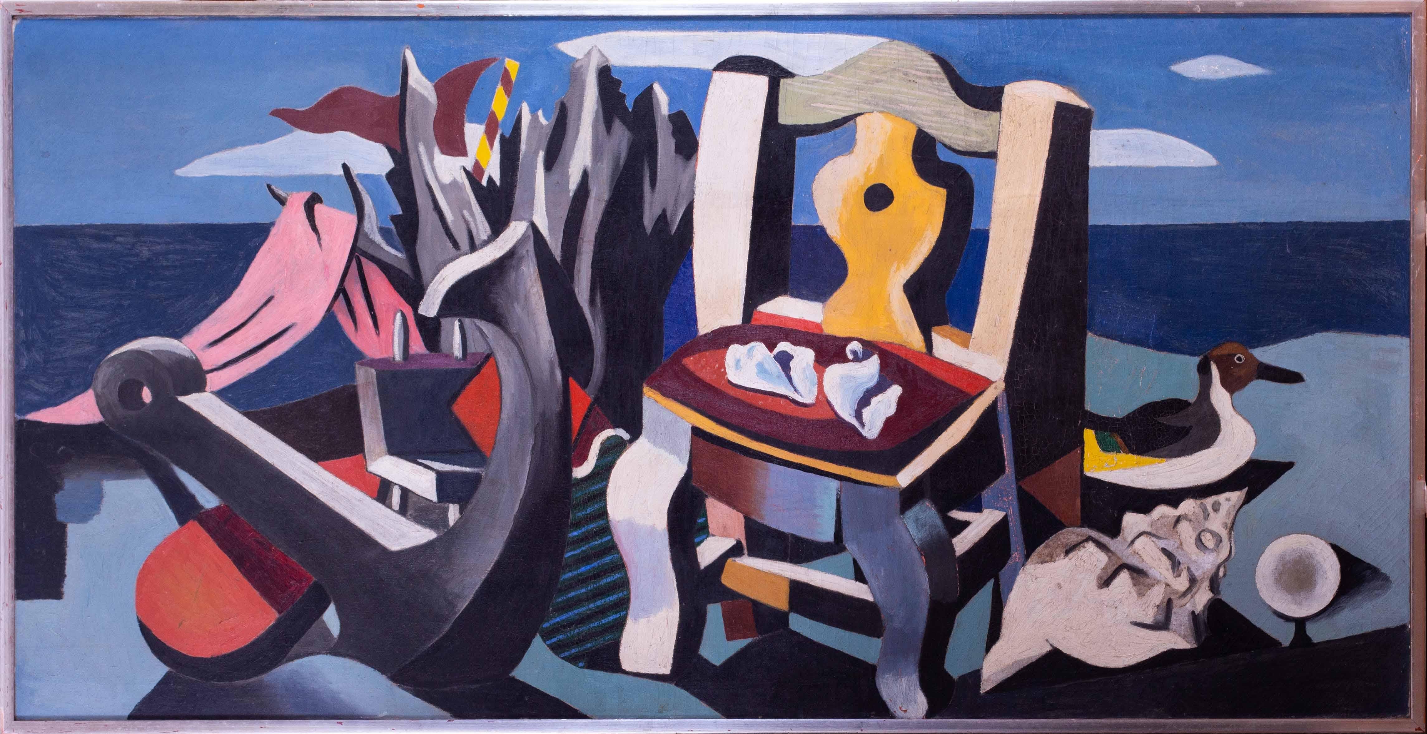 Large abstract modern still life by New Orleans 20th Century artist Paul Ninas