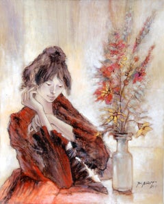 Aspettando III, dipinto a olio firmato da Paul Noiret