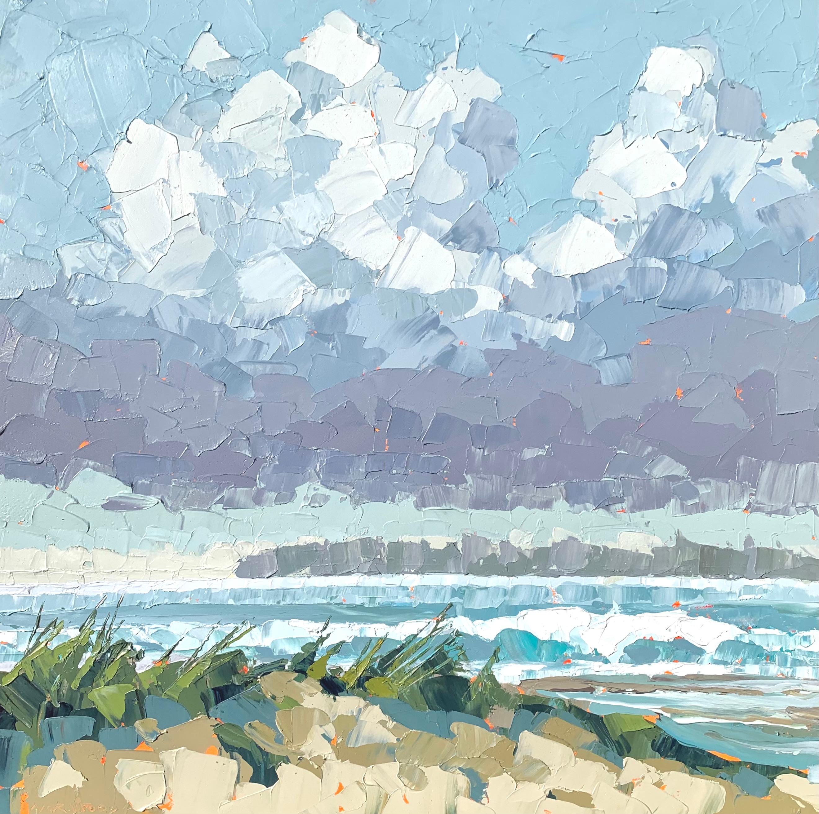 Paul Norwood "Lambert's Cove Night Light" acrylic on canvas seascape painting For Sale at