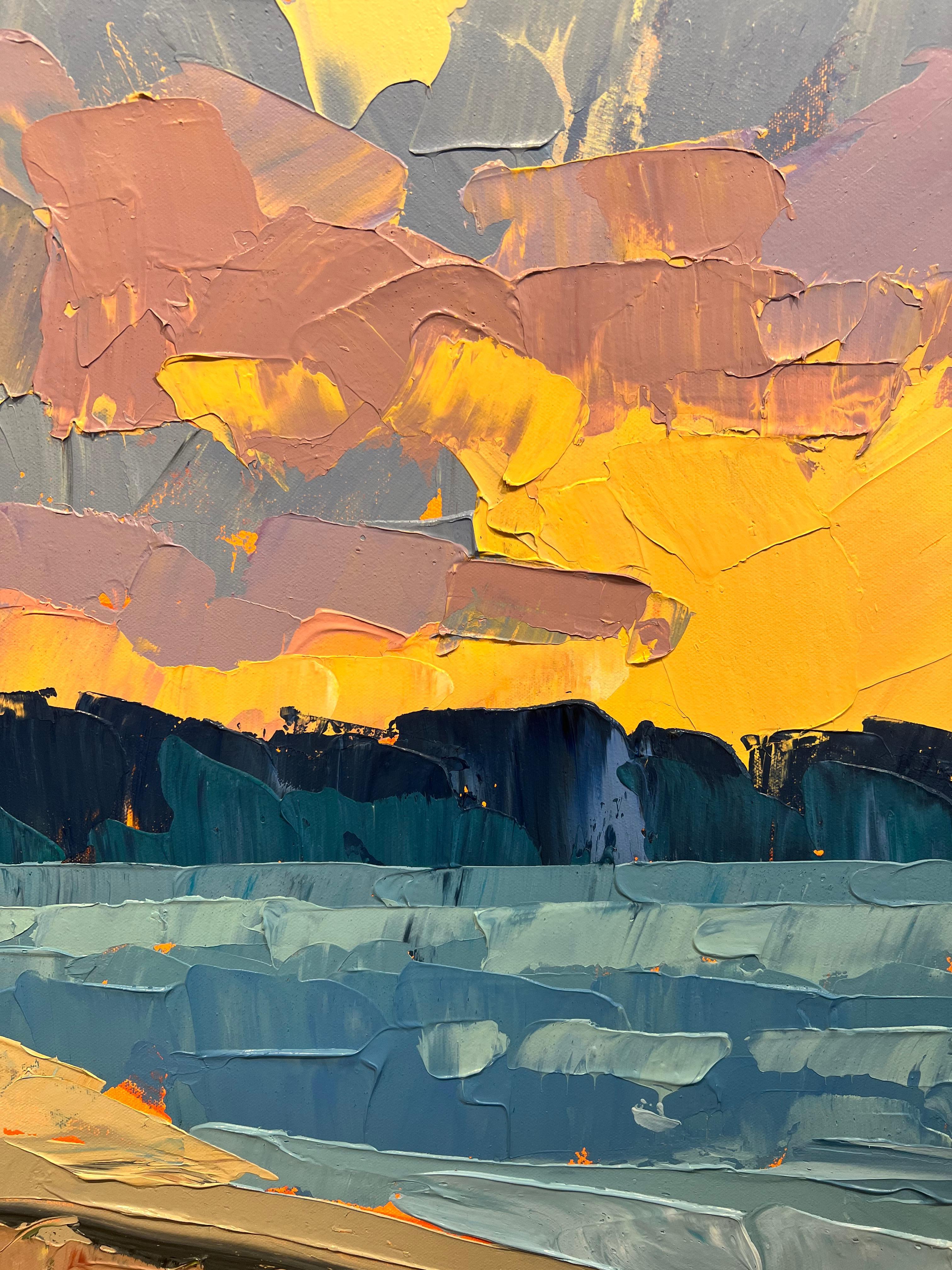 „Lambert's Cove Nachtleuchte“  acryl auf leinwand meereslandschaft gemälde – Painting von Paul Norwood