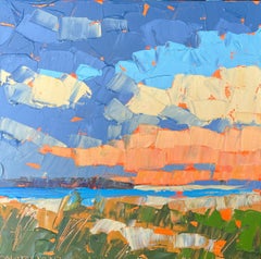 "Painted Sky" Orange Acrylic Sun sets over the ocean