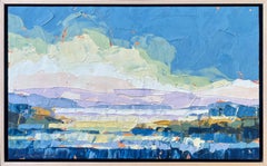 "Pastel Morning" cool tone abstract painting of a pastel sky over the water