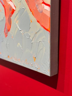 "Summer Kids" acrylic palette knife painting of kids in swimsuits jumping