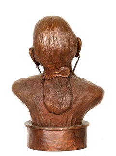 Donna che tocca le foglie, 1988, scultura in bronzo di Paul Oestreicher
