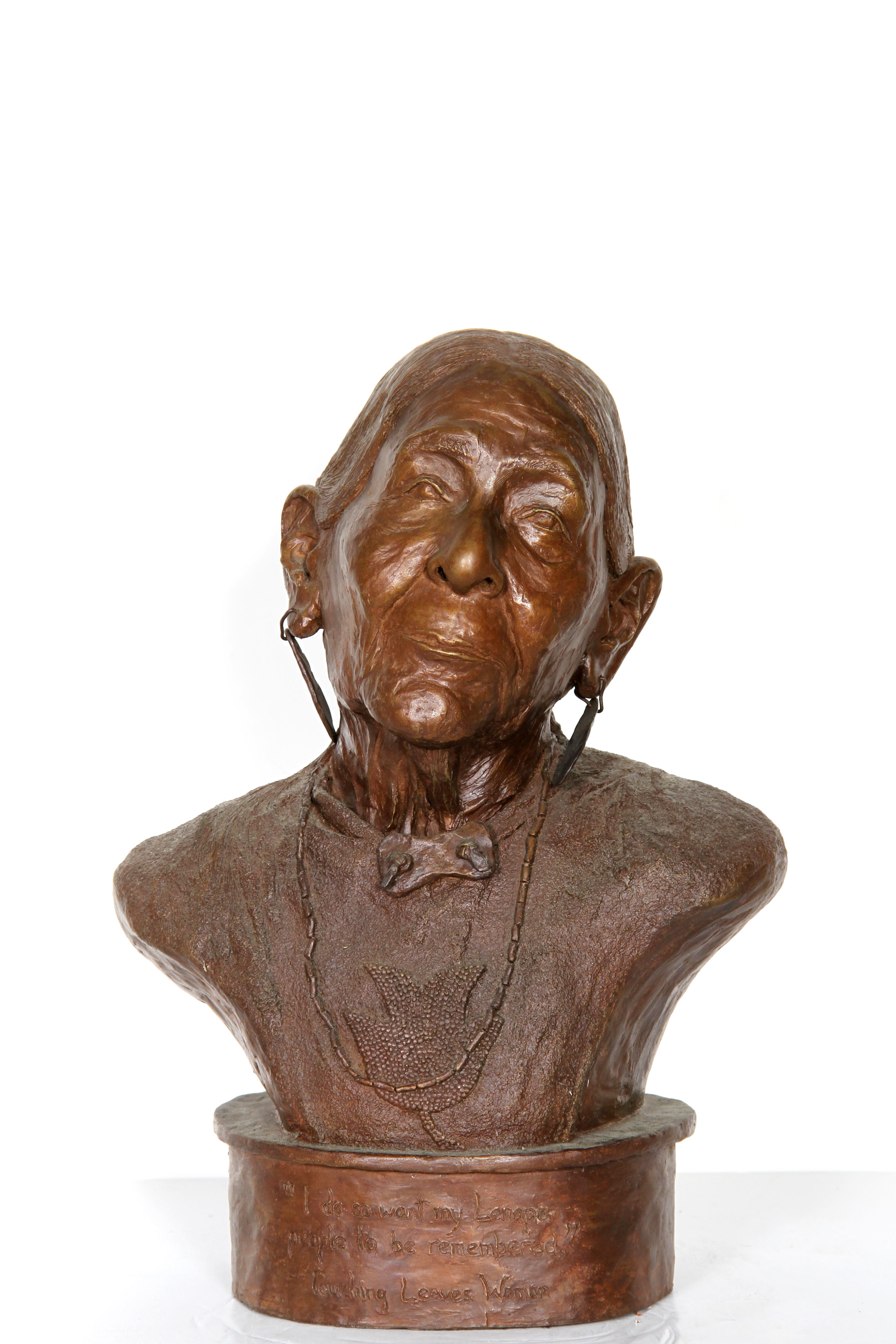 "Touching Leaves Woman", 1988, Bronze Sculpture by Paul Oestreicher