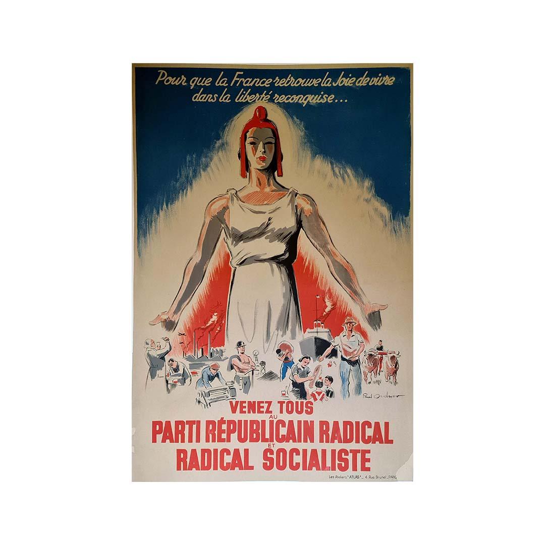 1945 poster - So that France finds the joy of living in the reconquered freedom - Print by Paul Ordner