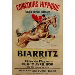 1958 original poster by Paul Ordner - Concours Hippique Biarritz