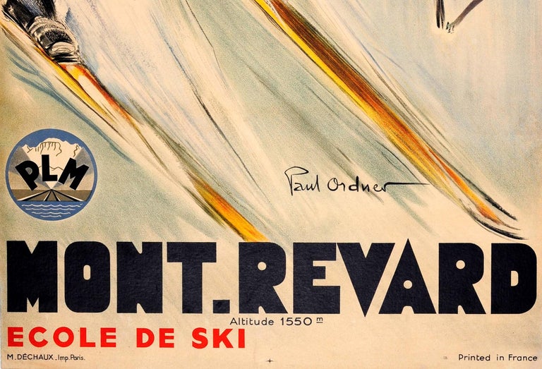 Paul Ordner Original Vintage 1930s Skiing Poster By Paul Ordner For Mont Revard France Plm For Sale At 1stdibs