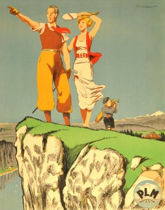 Original Vintage PLM Railway Poster Mont Revard Sport Art Deco Golf Tennis