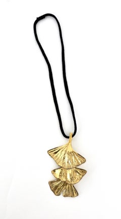 Paul Oudet for Claude De Muzac French Gilded Bronze Ginko Necklace