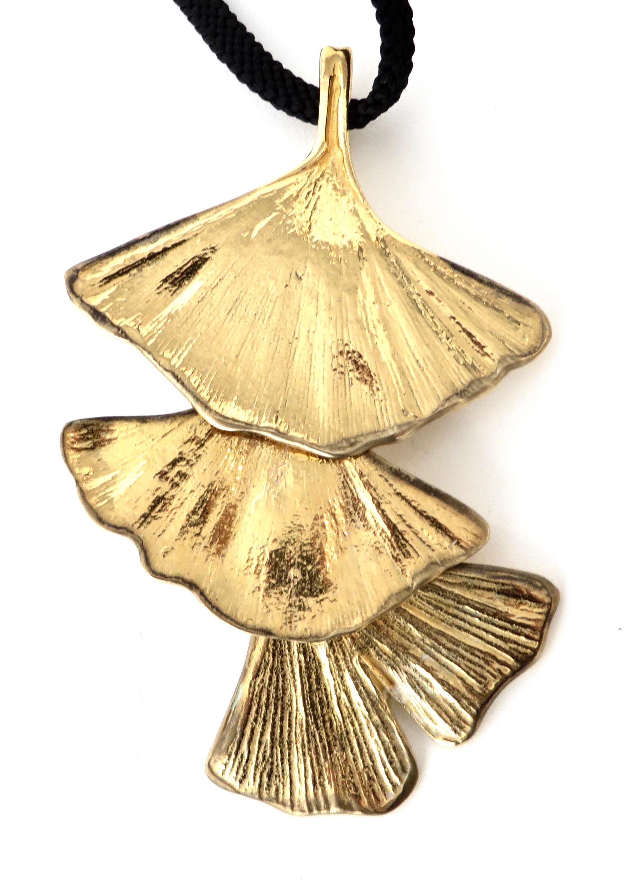 Gilt Paul Oudet for Claude De Muzac French Gilded Bronze Ginko Necklace