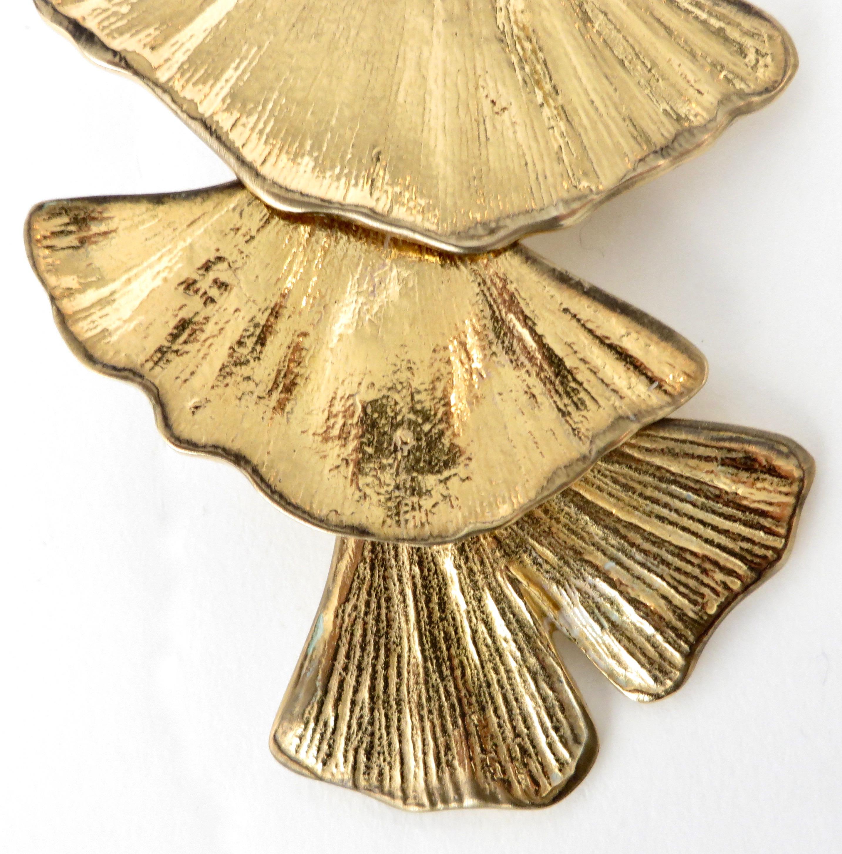 Paul Oudet for Claude De Muzac French Gilded Bronze Ginko Necklace In Excellent Condition In Chicago, IL