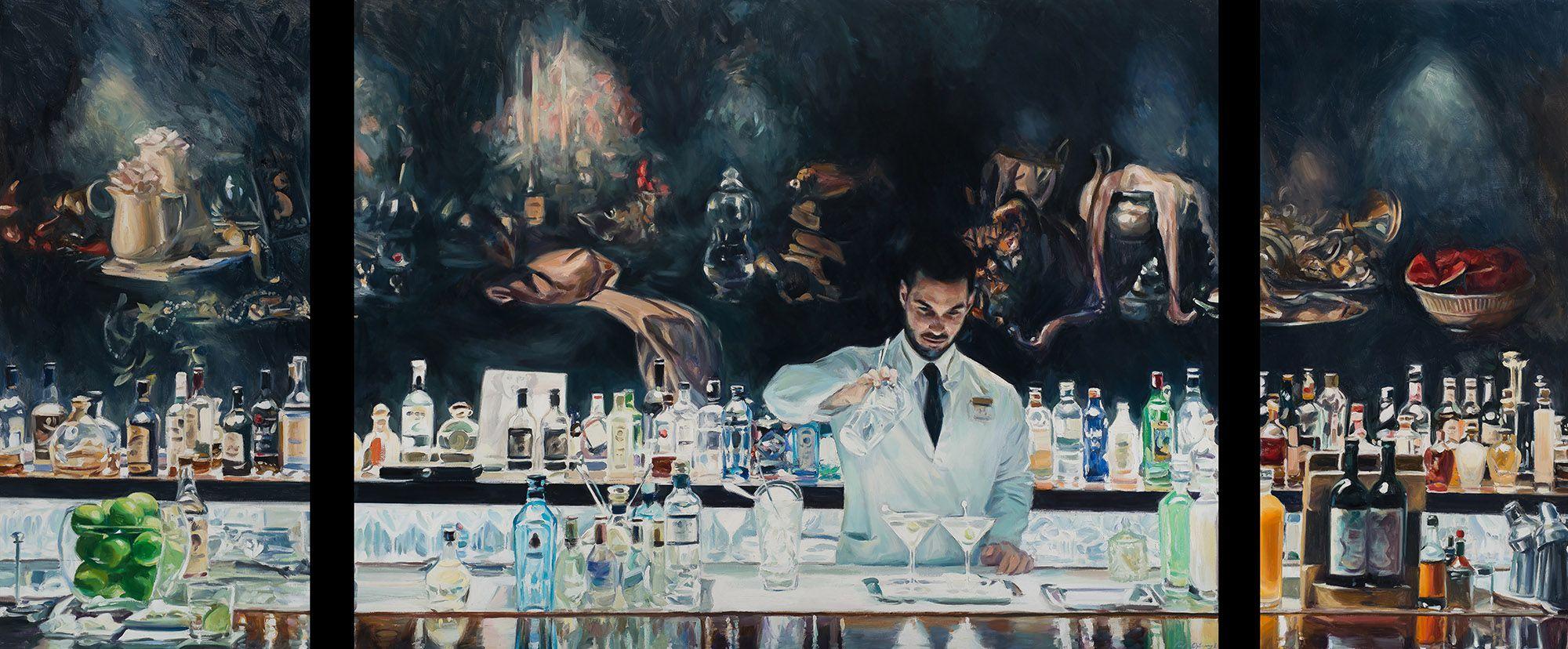 Paul G. Oxborough Interior Painting - Dry Martini Bar (triptych)