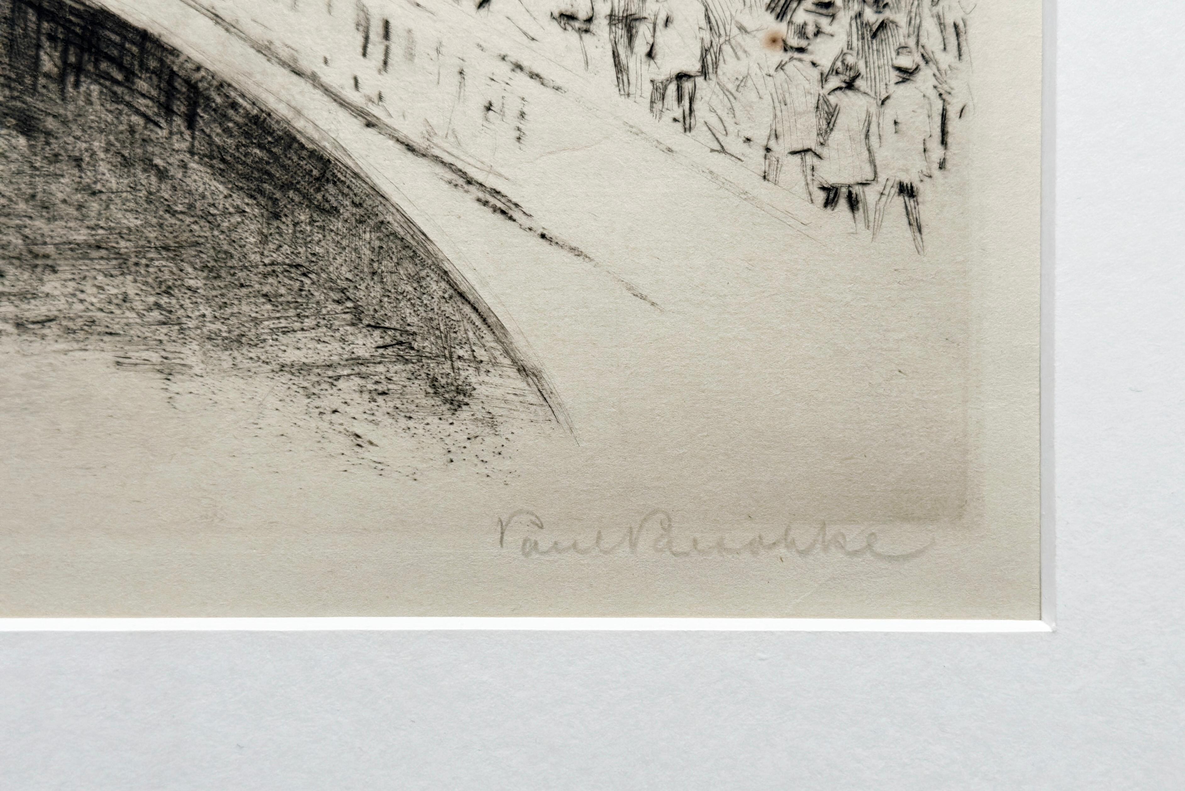 London Bridge, Signed Impressionist Etching by Paul Paeschke For Sale 4