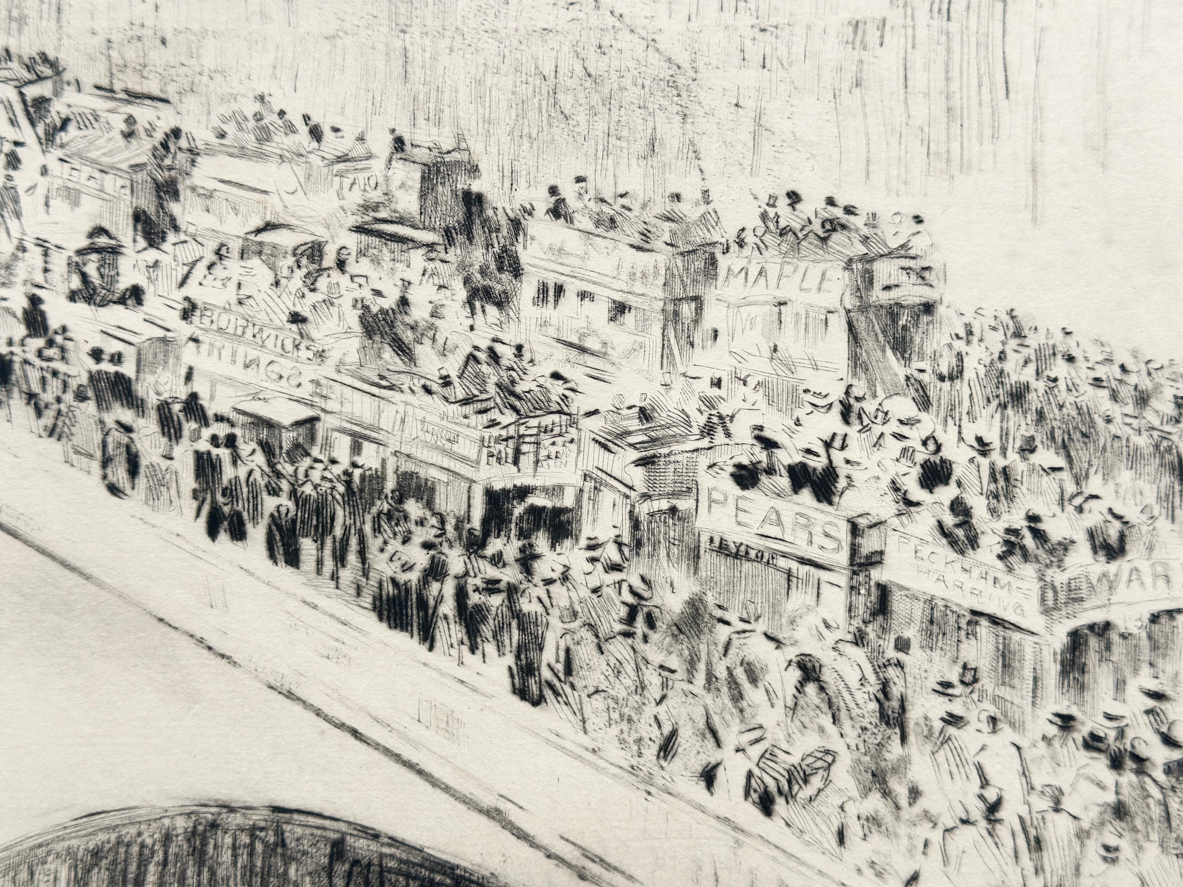 London Bridge, Signed Impressionist Etching by Paul Paeschke For Sale 5