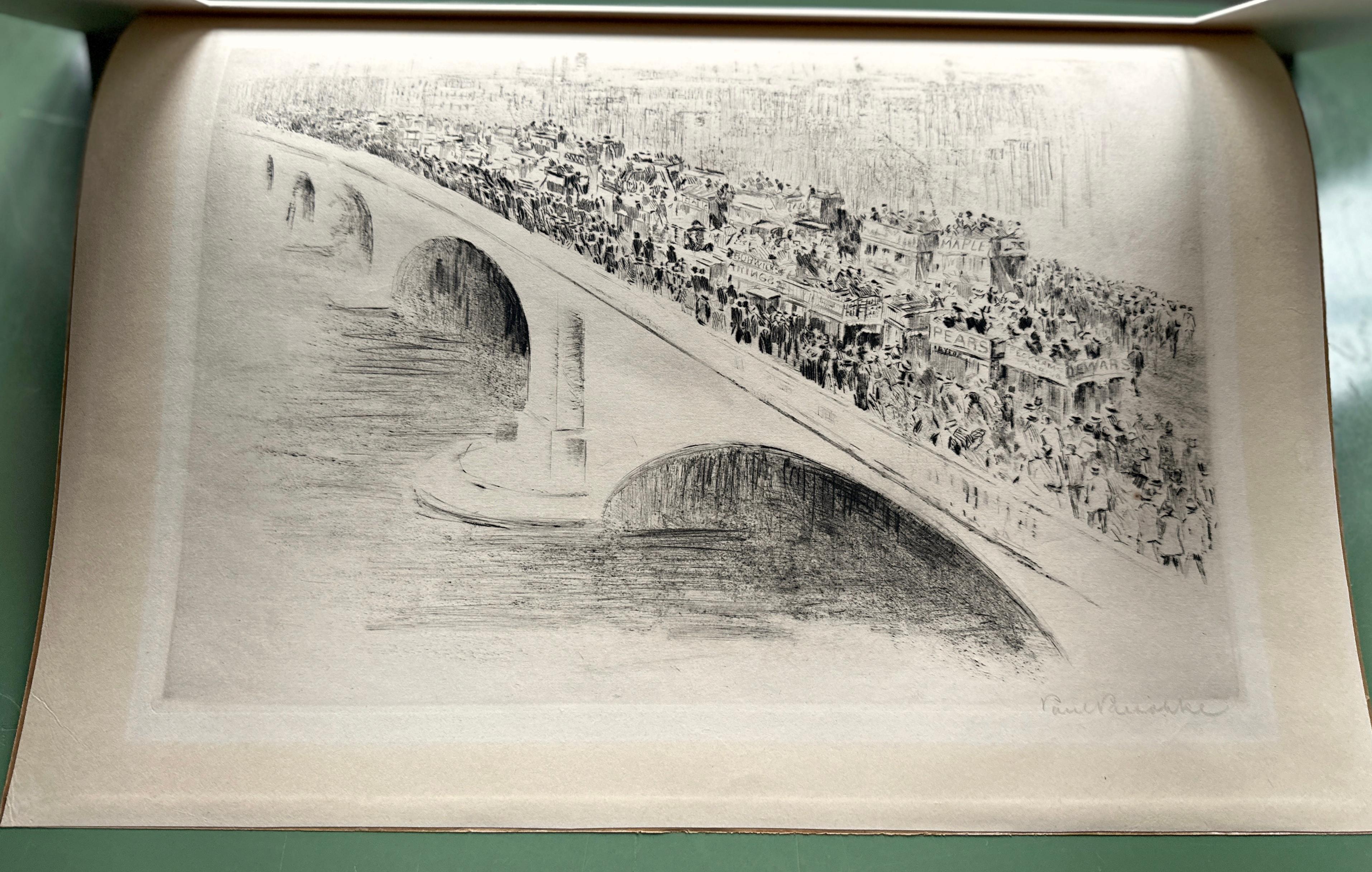 London Bridge, Signed Impressionist Etching by Paul Paeschke For Sale 6