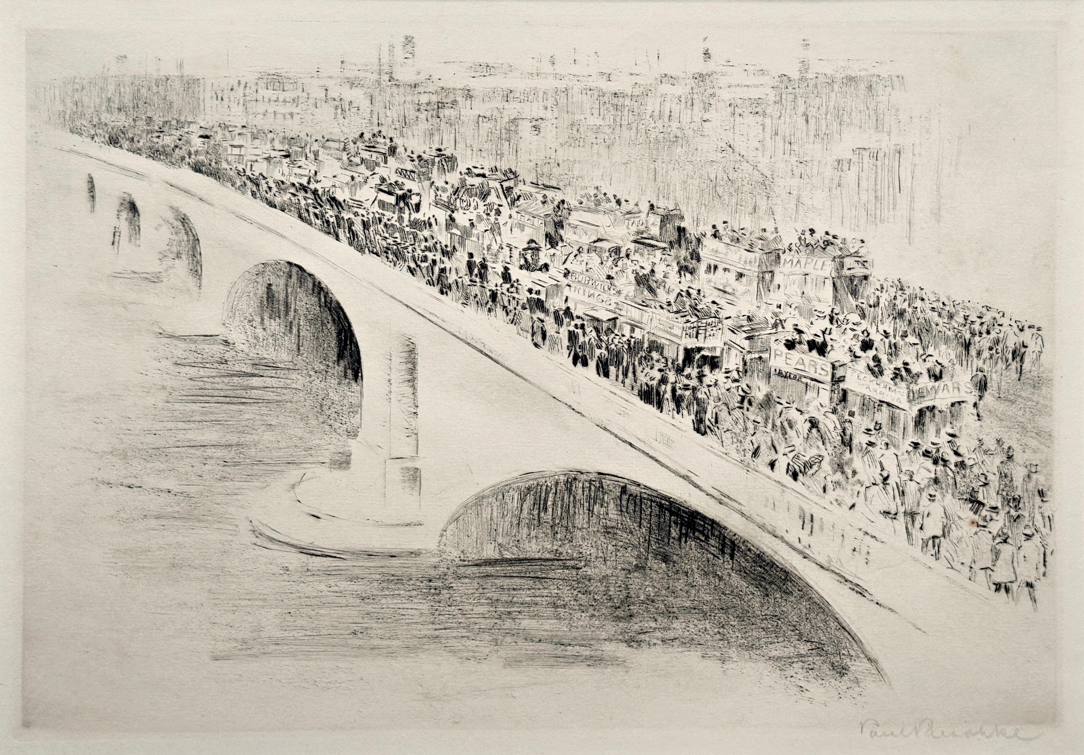 Paul Paeschke
Berlin 1875 - 1943

London Bridge

Etching
Signed in pencil lower right
Paper size: 33 x 46 cm, plus passe-partout

Good condition for its age, slightly browned (see photos)

Viewing and collection by appointment
Authenticity will be