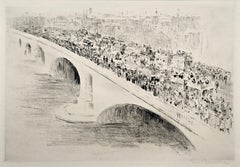 London Bridge, Signed Impressionist Etching by Paul Paeschke