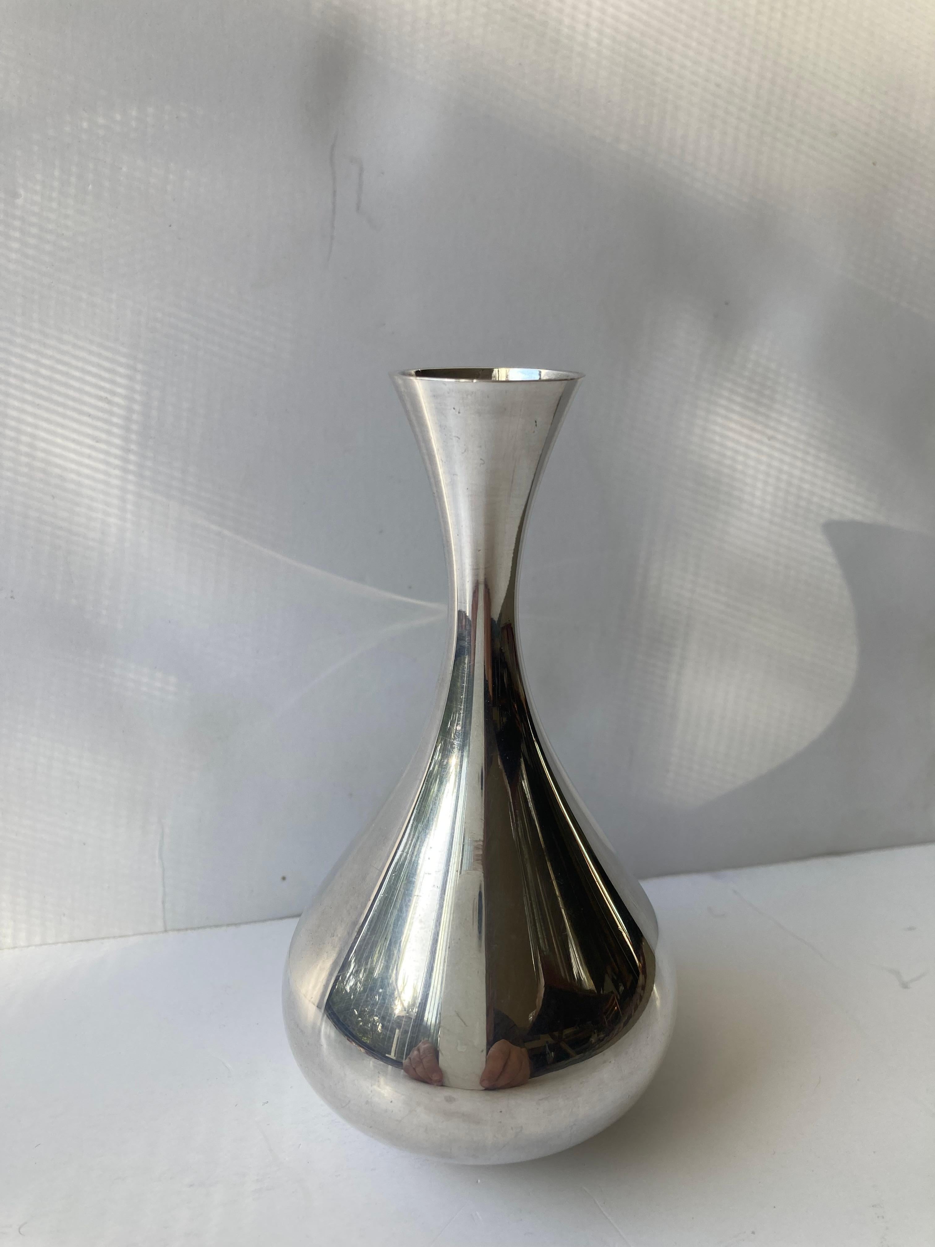 Metalwork Paul Pancritius , sterling silver  flower  footed vase . Signed  For Sale