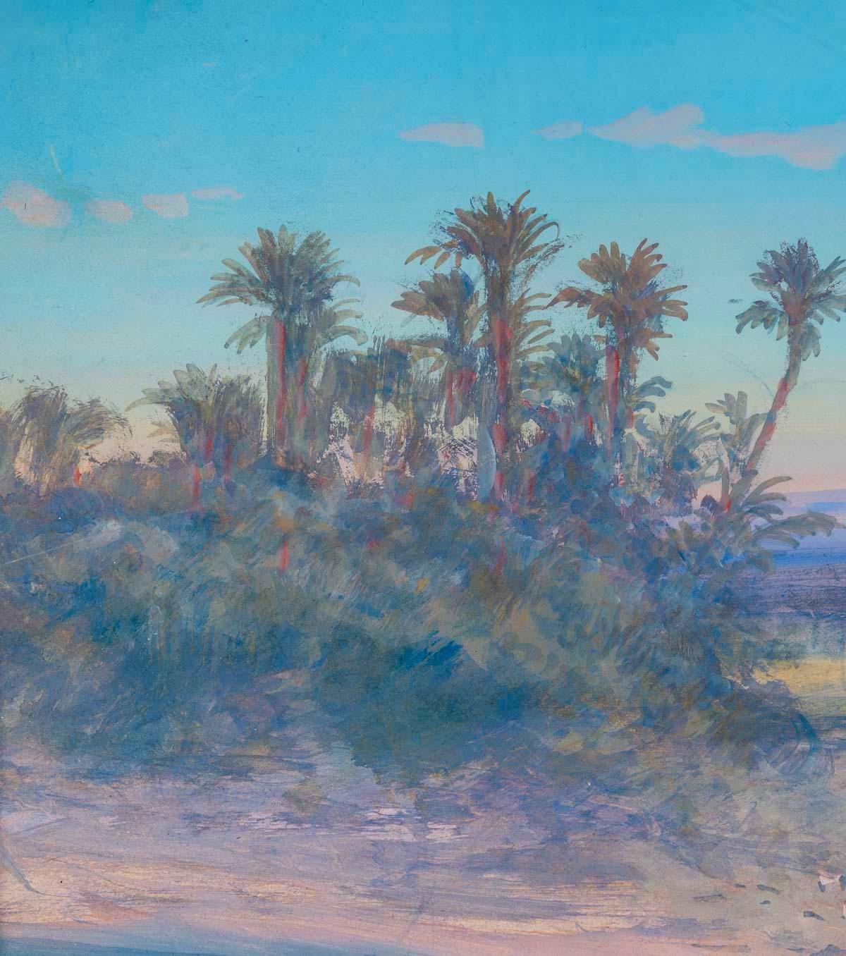 Break at The oasis - Gouache 1903 - Painting by Paul PASCAL