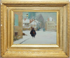 Antique French Impressionist Oil Painting, "Winter in Paris" by Paul Pascal