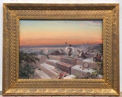 Vue orientaliste avec personnages - Gouache 1894