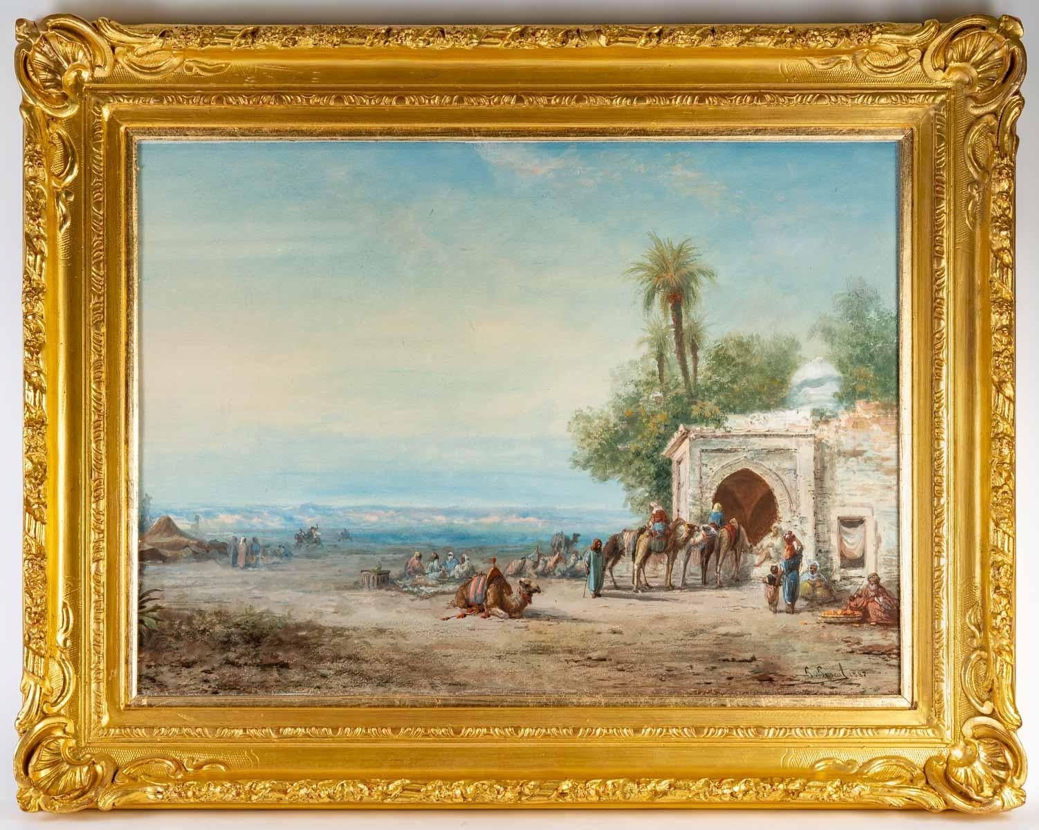 Paul Pascal Landscape Painting - Panorama of The Minaret - Orientalist Gouache 1882