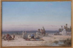 Rest auf dem Caravanserail – Gouache von Paul Pascal – 1885