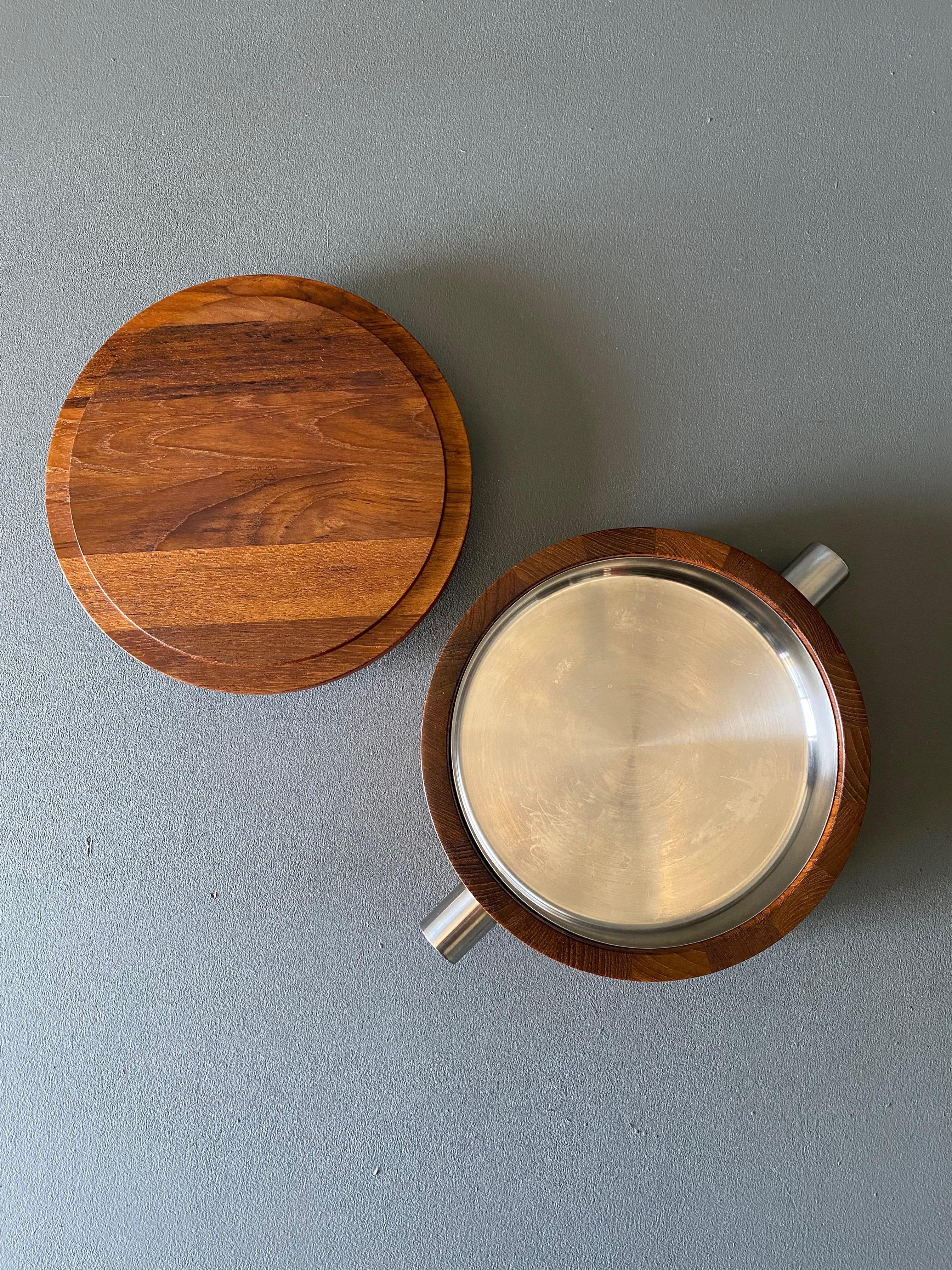 Steel Paul Pedersen Combiwood Serving Bowl for Lundtofte of Denmark, circa 1960