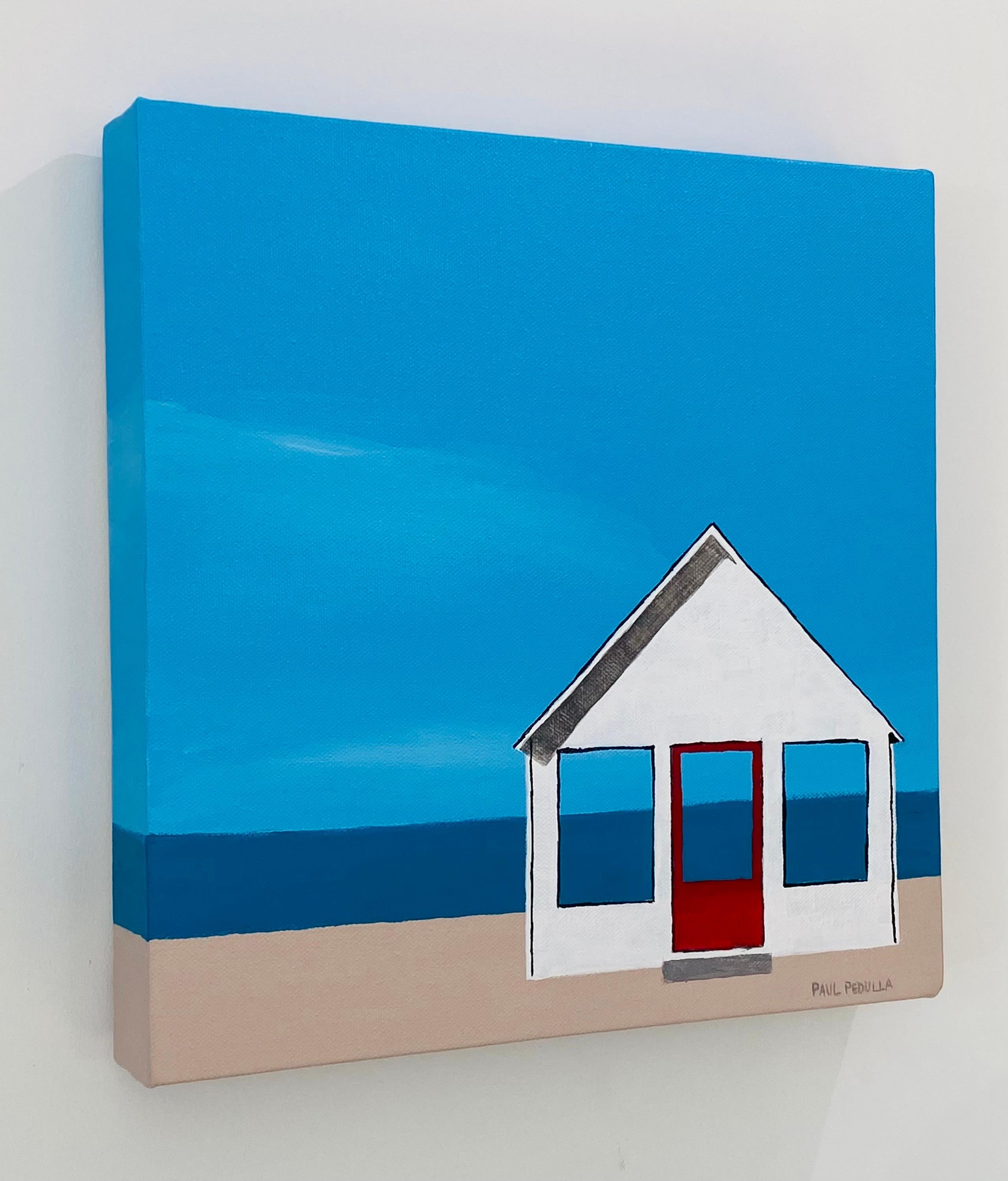 Cottage with a View ( cottage avec vue) - Bleu Landscape Painting par Paul Pedulla