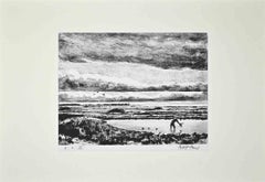 L'alba sul campo di lavoro - Litografia originale di Paul Petit - Metà del XX secolo