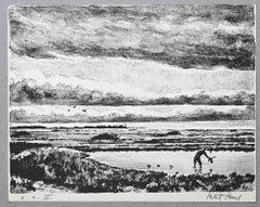Dawn over the Labor Field - Original Lithograph by Paul Petit - Mid 20th Century