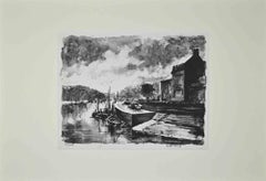 Harbor View - Original Lithograph by Paul Petit - Mid 20th Century